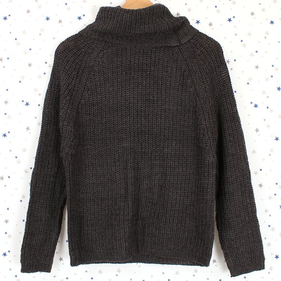 Raglan Long Sleeve Turtle Neck Knit Sweater (Char) - Picture 5 of 7